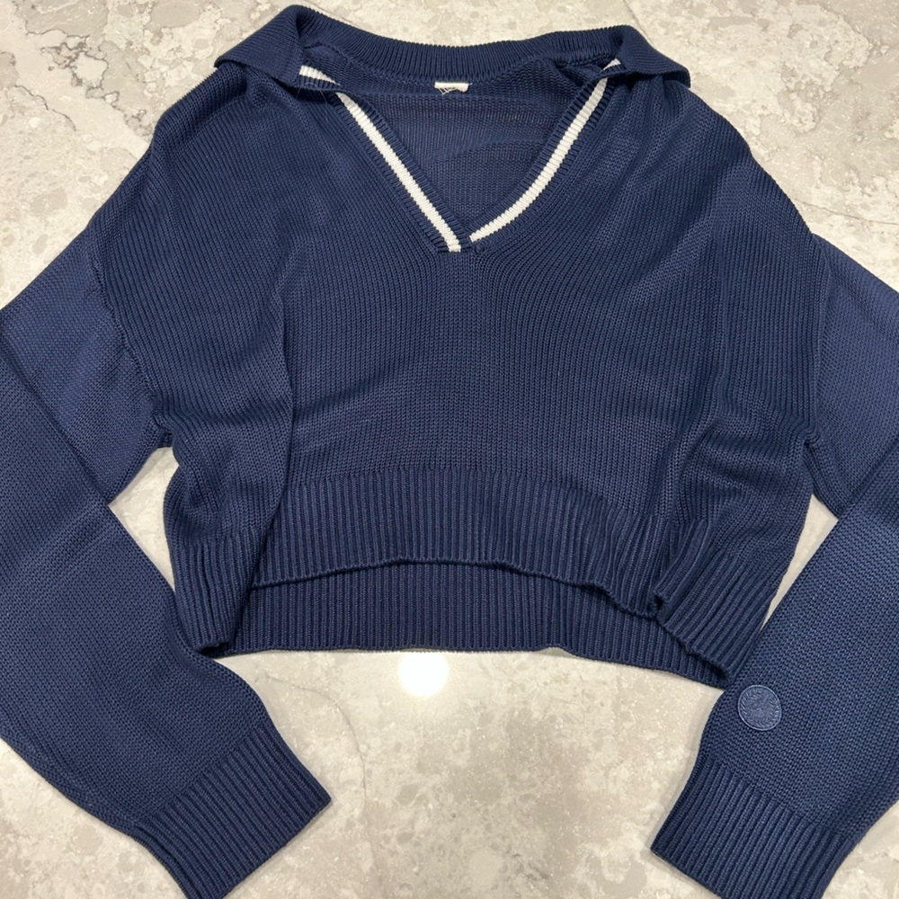 PINK Navy Blue V-Neck Women's Sweater